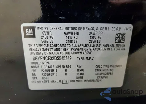 2013 Cadillac Srx Luxury Collection from USA, damaged, VIN 3GYFNCE32DS545349